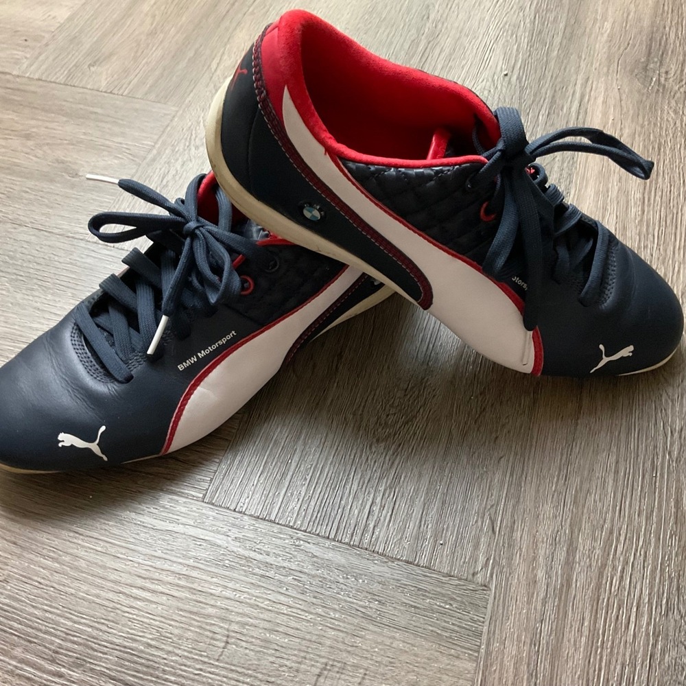 Puma BMW Cat 6 Racing Driving Shoes Sneakers Mens 8 Blue Red Sport Unisex Classy